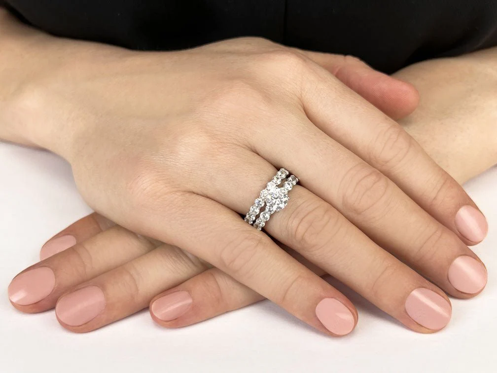 Shared Prong Eternity Style Matching Bridal Set Diamond with 5.06 ct. (0.75 ct. center diamond) - Image 3