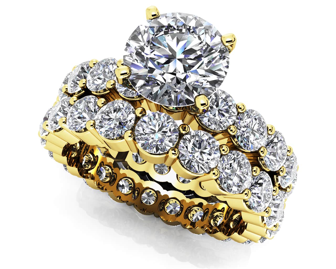 Shared Prong Eternity Style Matching Bridal Set Diamond  with 6.31 ct. (2.00 ct. center diamond) - Image 2