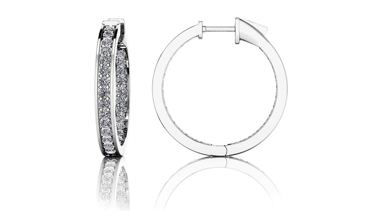 Shared Prong Single Row Diamond Hoops Small Diamond with 1.08 ct.(finished) 1.5mm