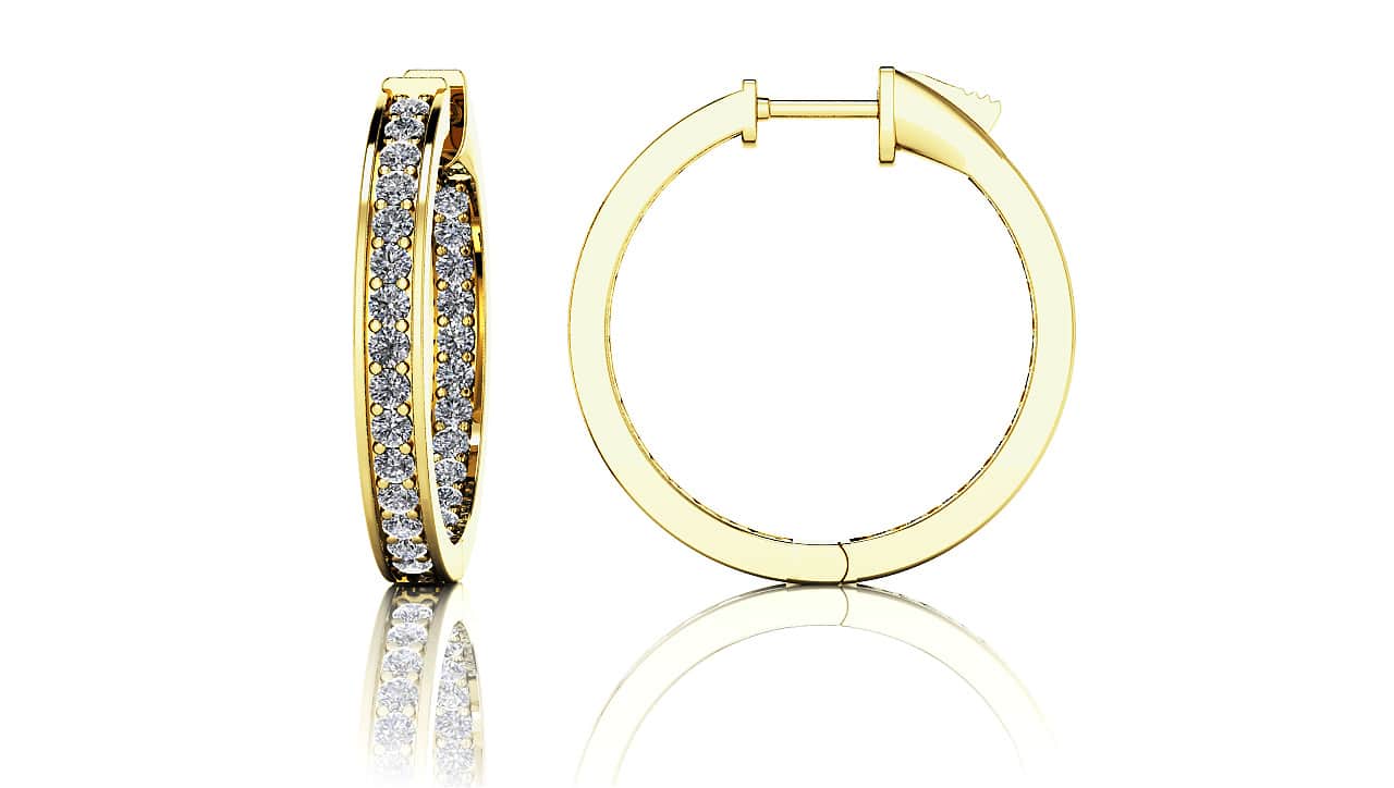 Shared Prong Single Row Diamond Hoops Small Diamond with 1.08 ct.(finished) 1.5mm - Image 2