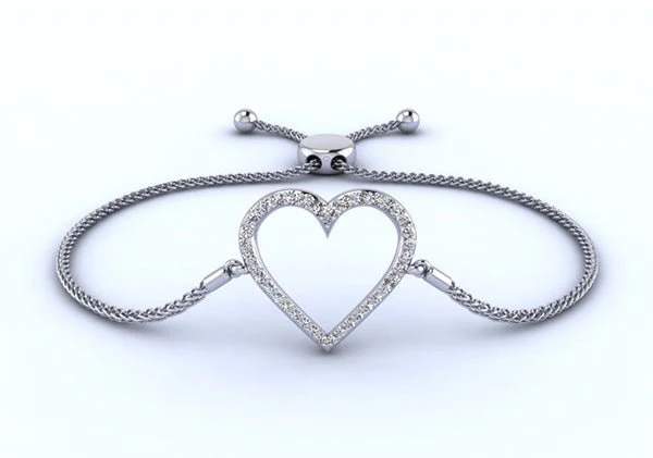 Shimmering Heart Adjustable Lab-Grown Diamond Bracelet with 0.31 ct.(finished) - Image 4