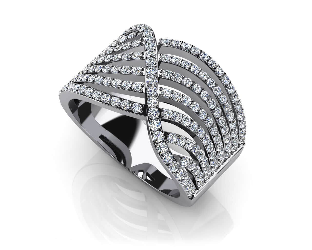 Show Stopping Diamond Fashion Lab-Grown Diamond Ring with 1.27 ct.(finished) 1.1mm, 1.2mm