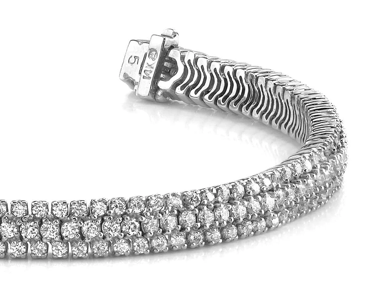 Showstopper Triple Row Lab-Grown Diamond Bracelet with 5.07 ct.(finished) 1.5mm, 1.7mm