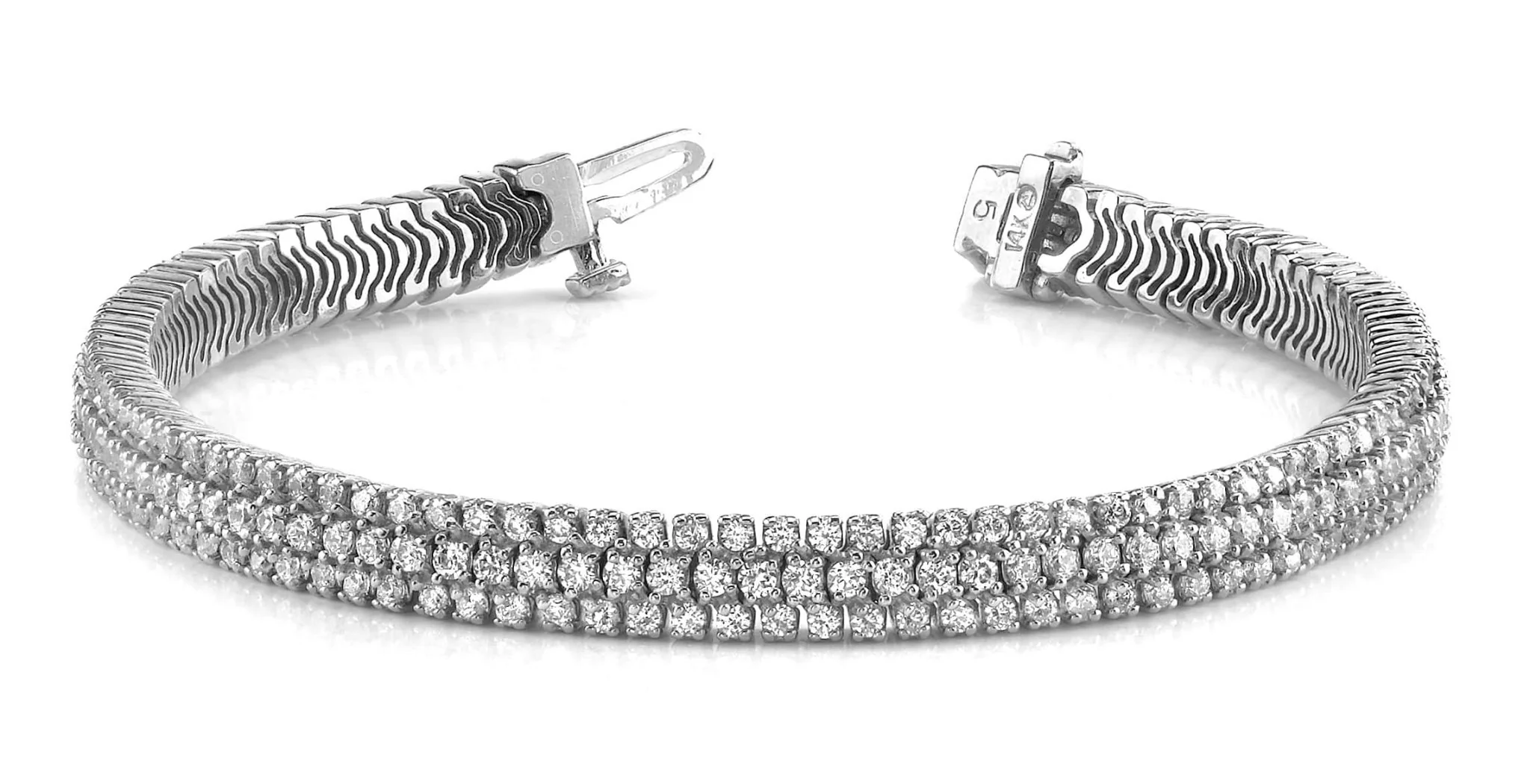 Showstopper Triple Row Lab-Grown Diamond Bracelet with 7.04 ct.(finished) 2mm, 2.25mm - Image 4