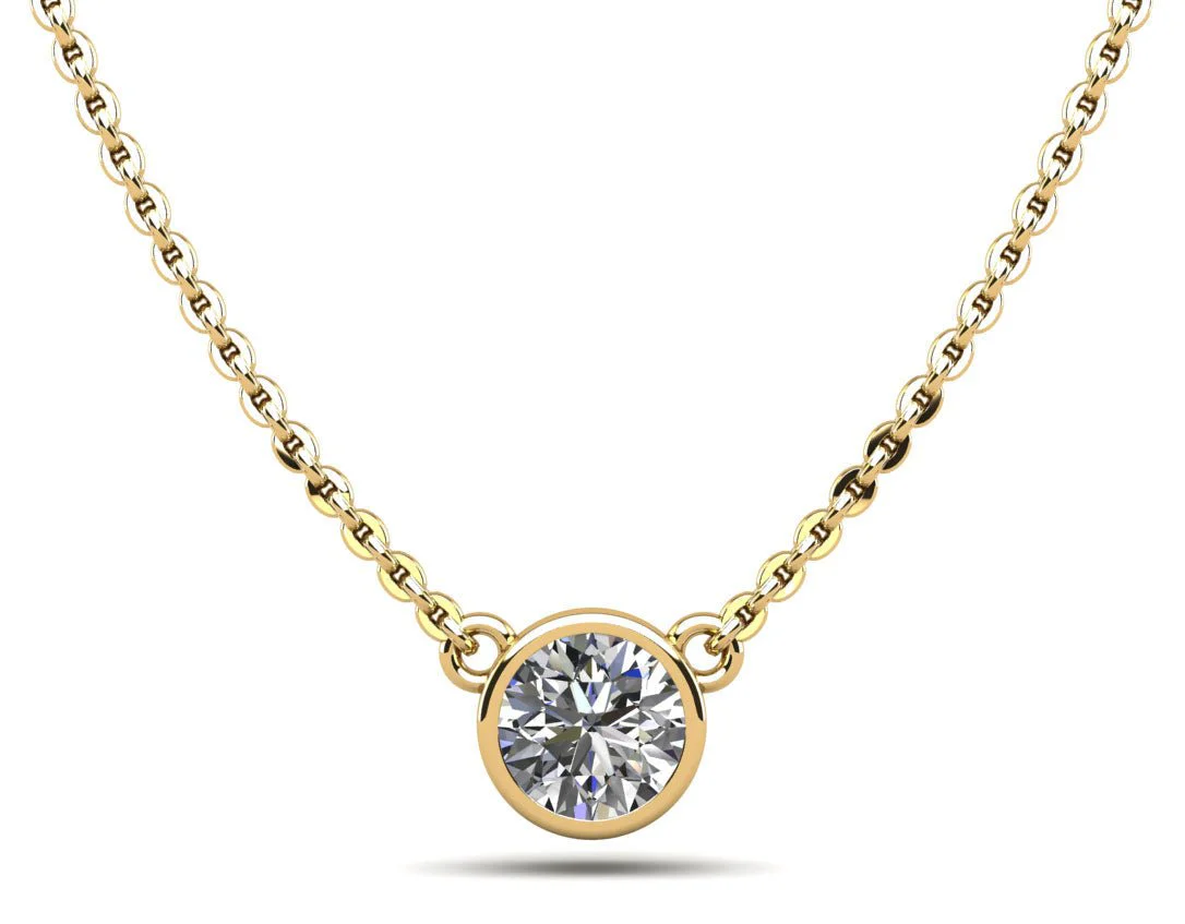 Simply Solitaire Bezel Set Lab-Grown Diamond Pendant with 0.75 ct.(finished) 5.7mm - Image 2