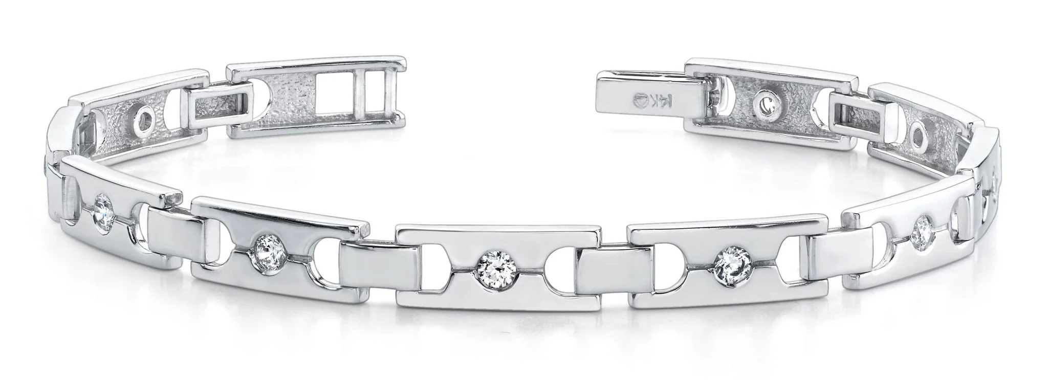 Single Diamond Buckle Link Diamond Bracelet with 0.95 ct.(finished) 2.9mm