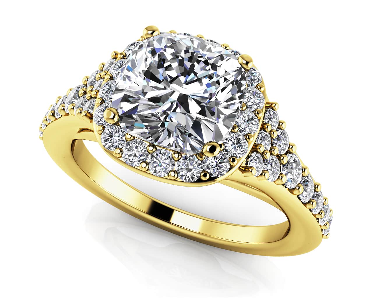 Single Halo Cushion Cut Diamond Engagement Ring with 1.52 ct. (1.00 ct. center diamond) - Image 2