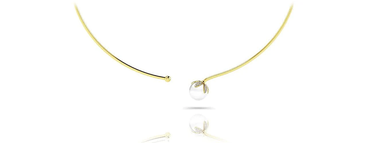 Single Pearl Flexible Diamond Necklace with 0.26 ct.(finished) 1mm, 1.2mm - Image 2
