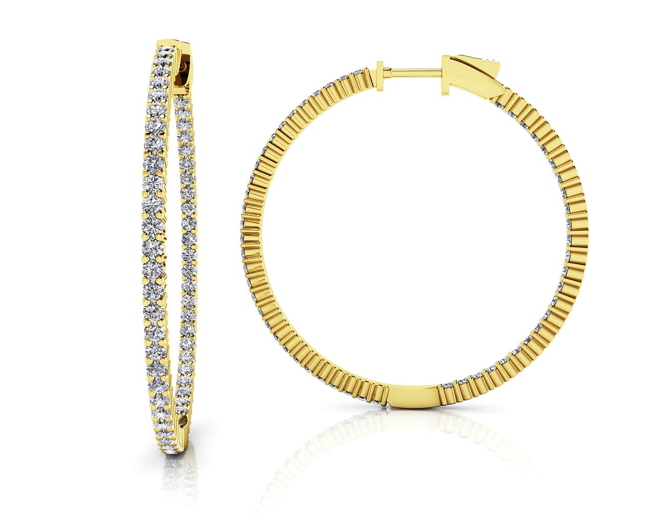 Single Row Inside Out Diamond Hoop Earring Large Lab-Grown Diamond  with 1.80 ct.(finished) 1.5mm - Image 2