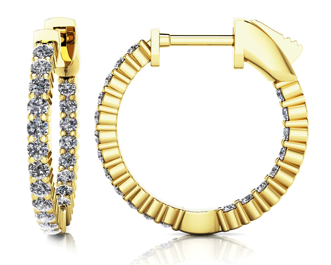 Single Row Inside Out Diamond Hoop Earring Petite Diamond  with 1.41 ct.(finished) 2.3mm - Image 2