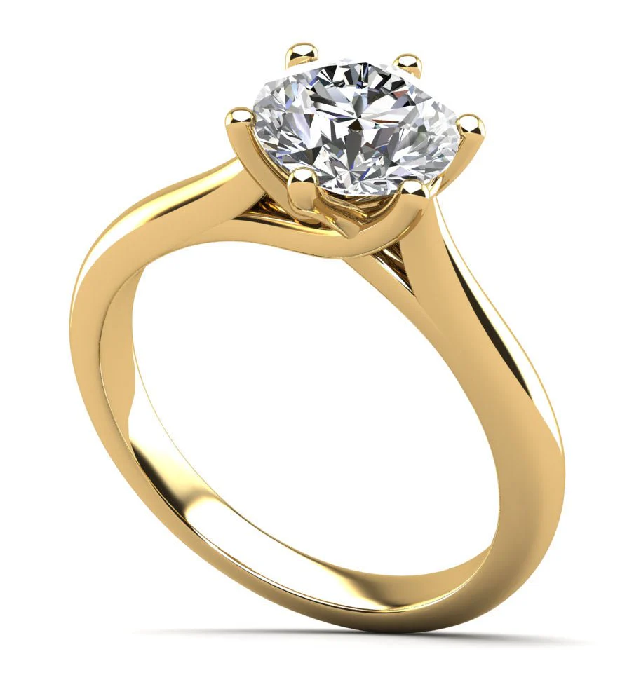 Six Curved Prongs Solitaire Lab-Grown Diamond Engagement Ring with 1.00 ct.(finished) 6.5mm - Image 2