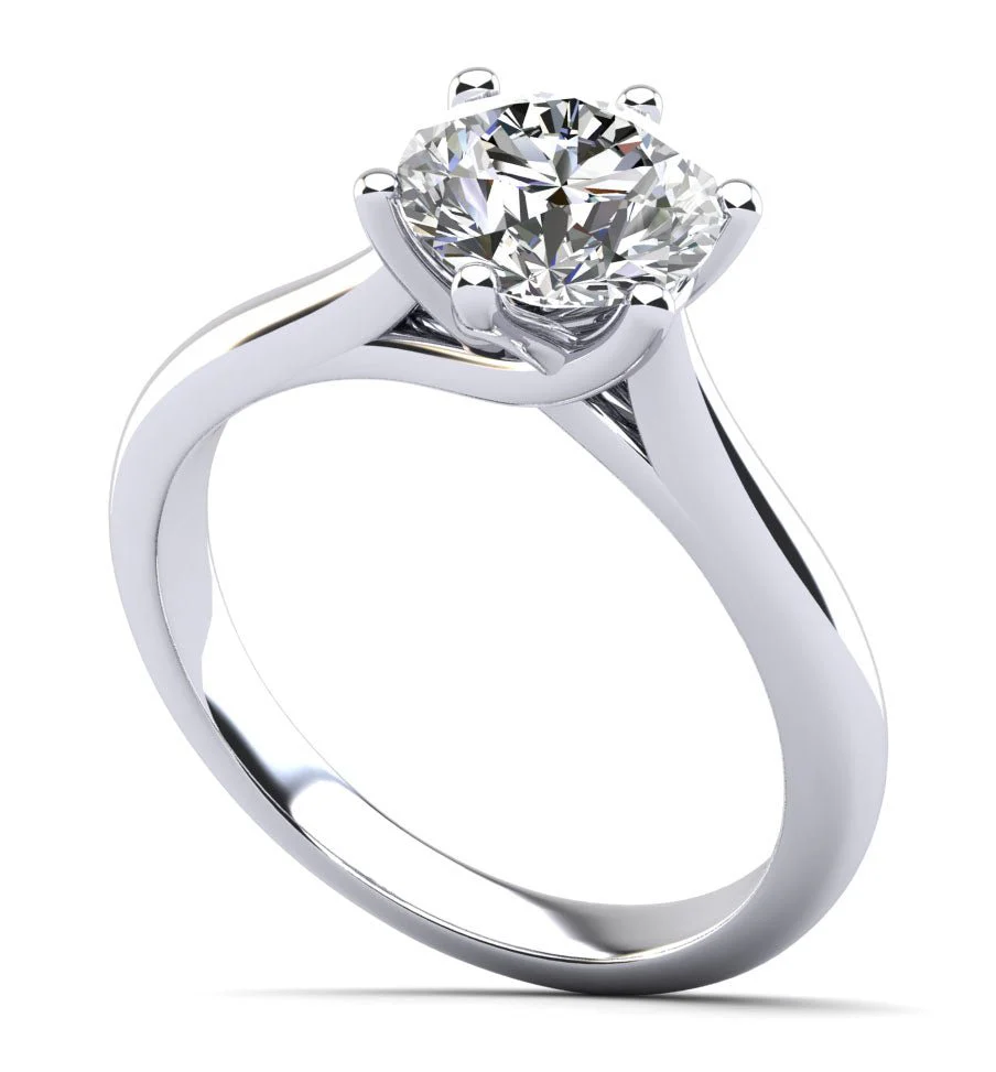 Six Curved Prongs Solitaire Lab-Grown Diamond Engagement Ring with 1.50 ct.(finished) 7.4mm