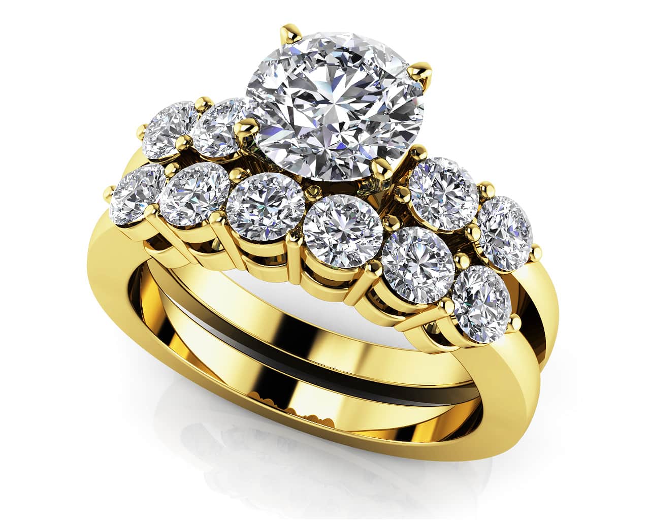Six Prong Bridal Set Diamond  with 2.55 ct. (1.50 ct. center diamond) - Image 2