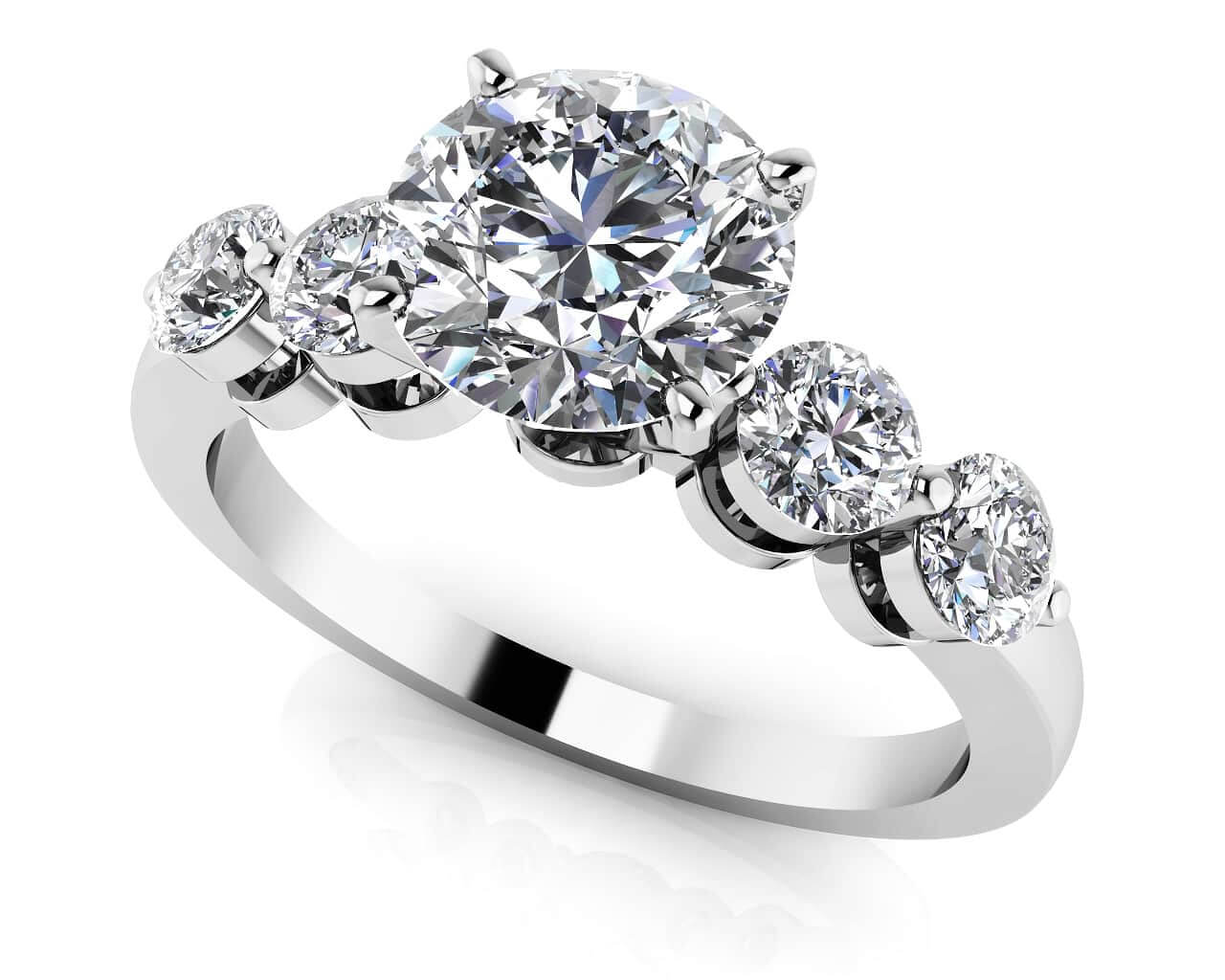 Six Prong Five Across Diamond Ring Lab-Grown Diamond with 2.42 ct. (2.00 ct. center diamond)