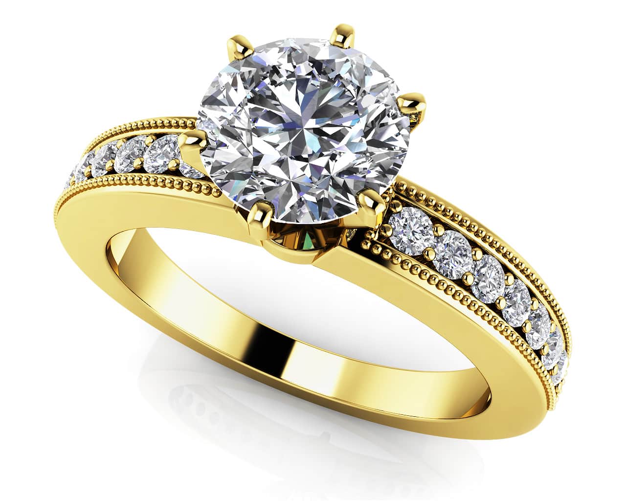 Six Prong Side Channel Diamond Engagement Ring with 1.63 ct. (1.50 ct. center diamond) - Image 2