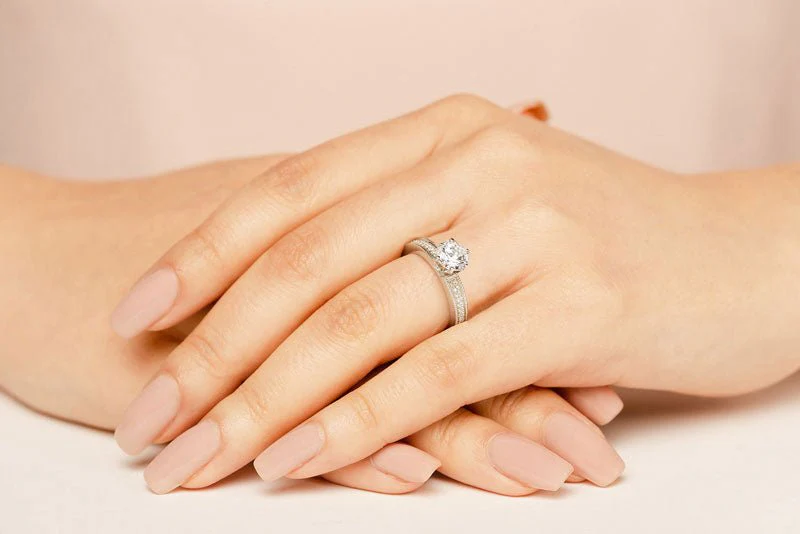 Six Prong Side Channel Lab-Grown Diamond Engagement Ring with 1.38 ct. (1.25 ct. center diamond) - Image 3