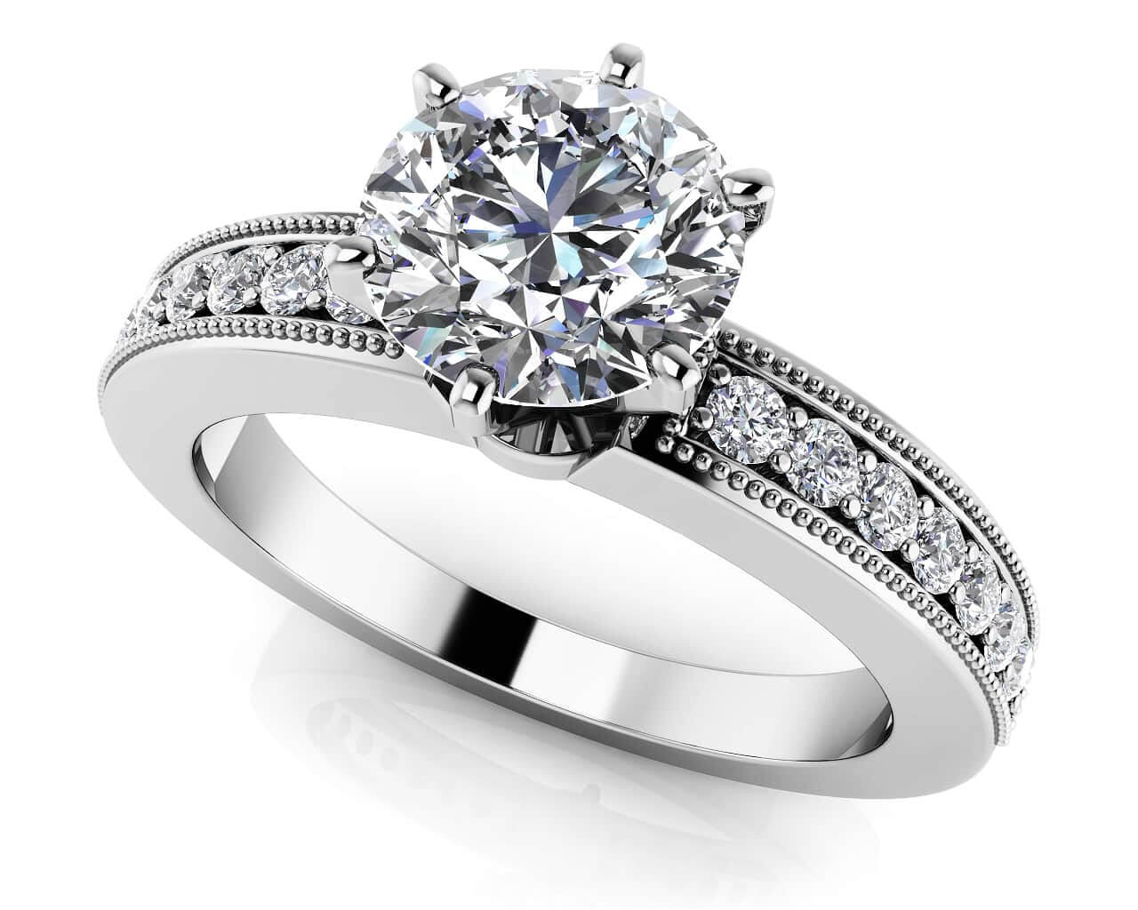 Six Prong Side Channel Lab-Grown Diamond Engagement Ring with 1.63 ct. (1.50 ct. center diamond)