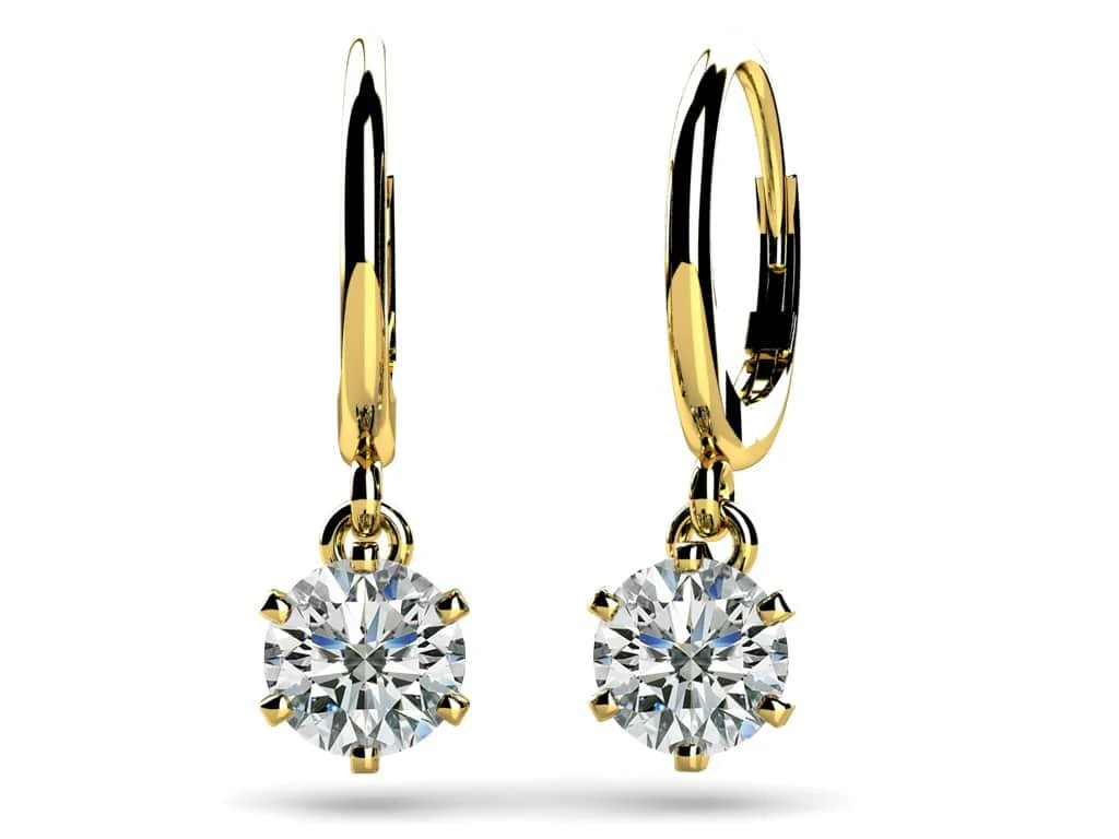 Six Prong Solitaire Diamond Drop Lab-Grown Diamond Earrings with 1.00 ct.(finished) 5.0mm - Image 2