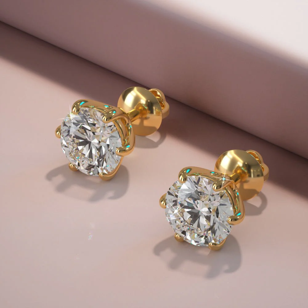 Six Prongs U Shape Diamond Lab-Grown Diamond Studs with 4.00 ct.(finished) 8.2mm - Image 4