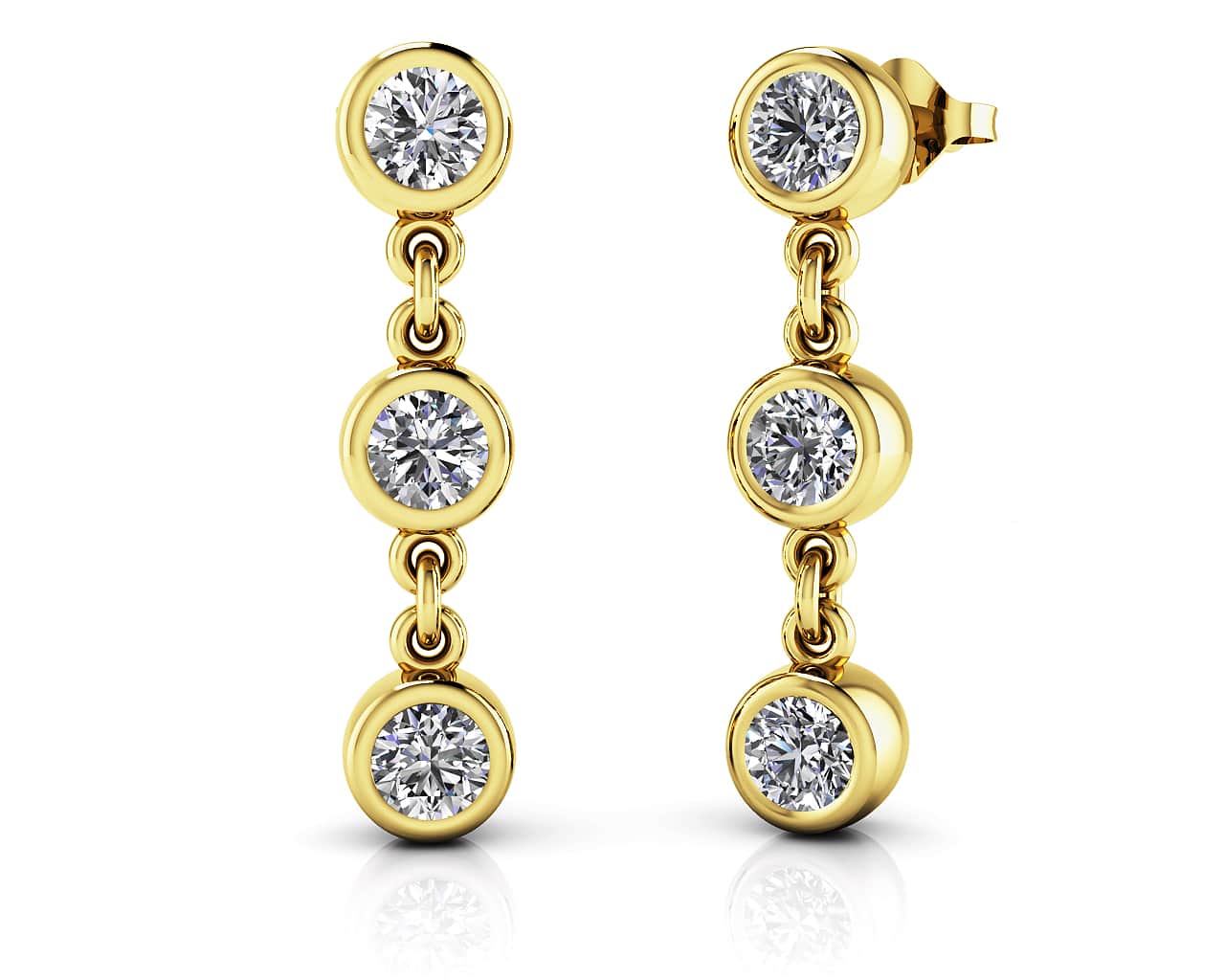 Six Stone Diamond Drop Diamond Earrings with 0.96 ct.(finished) 3.5mm - Image 2