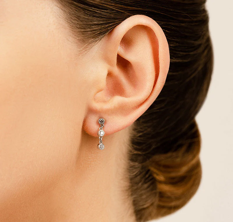 Six Stone Diamond Drop Diamond Earrings with 0.96 ct.(finished) 3.5mm - Image 3