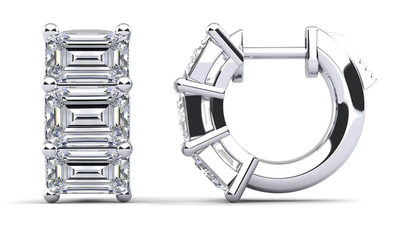 Six Stone Emerald Cut Diamond Hoops Diamond with 1.20 ct.(finished) 4x3mm