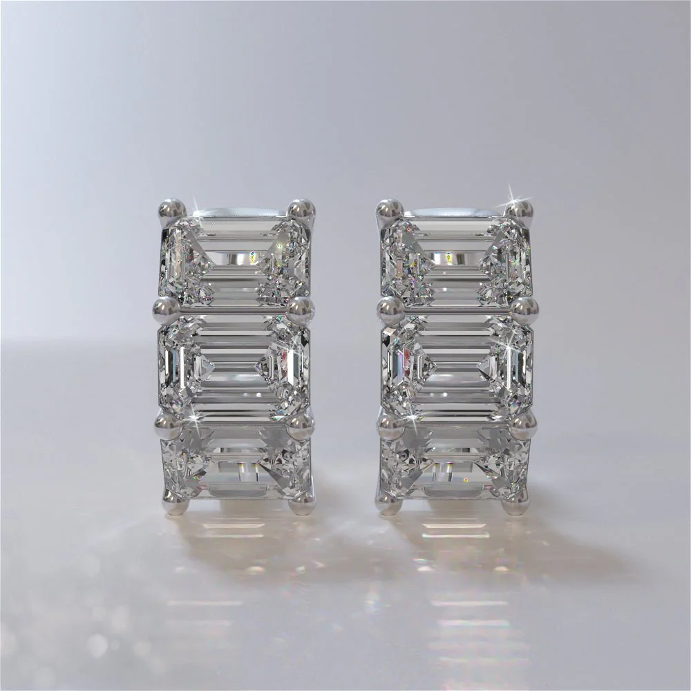 Six Stone Emerald Cut Diamond Hoops Diamond with 4.20 ct.(finished) 6x4mm - Image 3