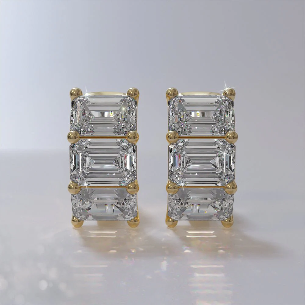 Six Stone Emerald Cut Diamond Hoops Diamond with 6.00 ct.(finished) 7x5mm - Image 4