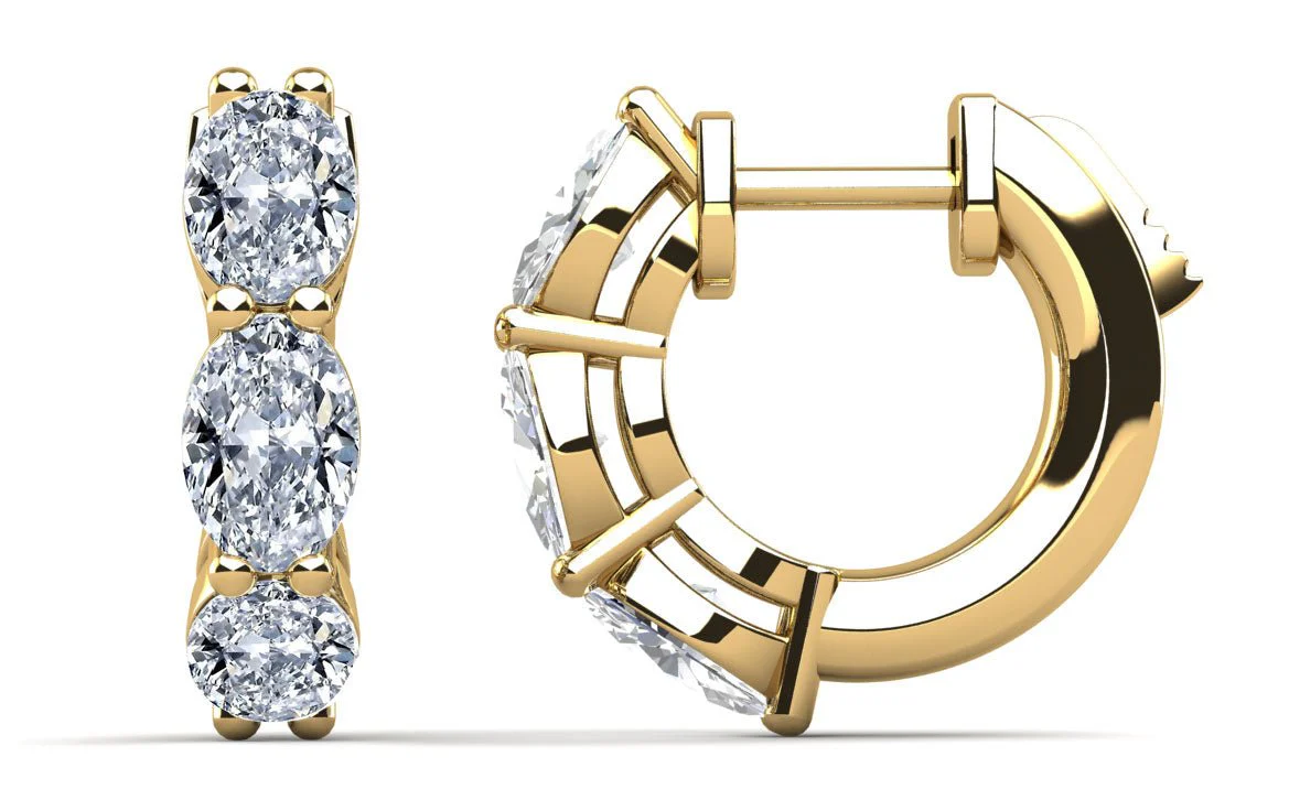 Six Stone Oval Diamond Hoop Earrings with 3.60 ct.(finished) 6x4mm - Image 2