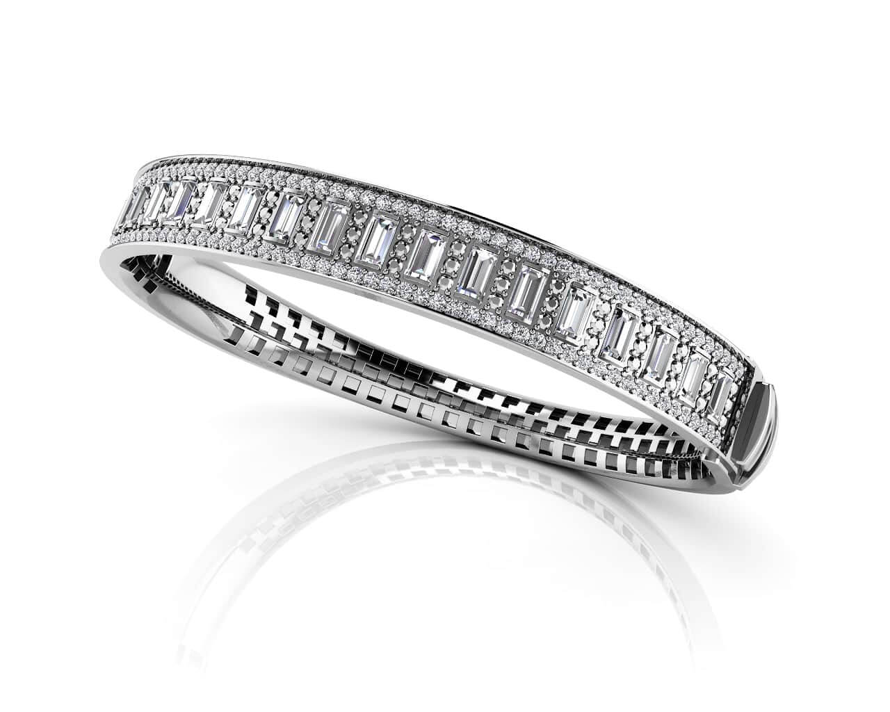 Sleek And Stylish Baguette Bangle Diamond with 4.30 ct.(finished) 4x2mm, 1.1mm