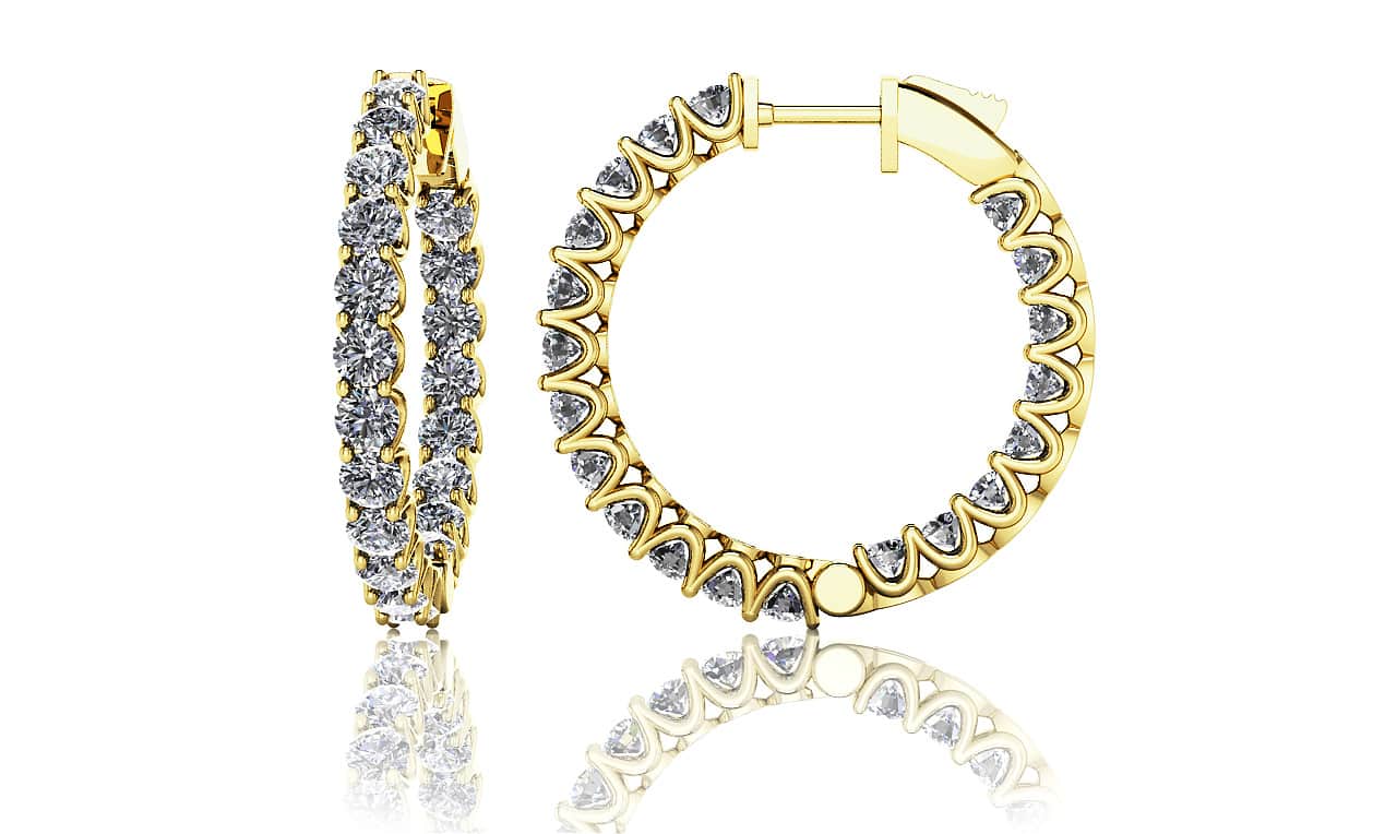 Small Diamond Huggie Hoop Lab-Grown Diamond Earrings with 3.99 ct.(finished) 3mm - Image 2