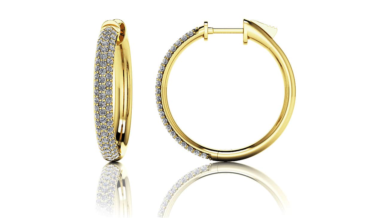 Small Triple Row Lab-Grown Diamond Hoop Earrings with 1.06 ct.(finished) 1.1mm - Image 2