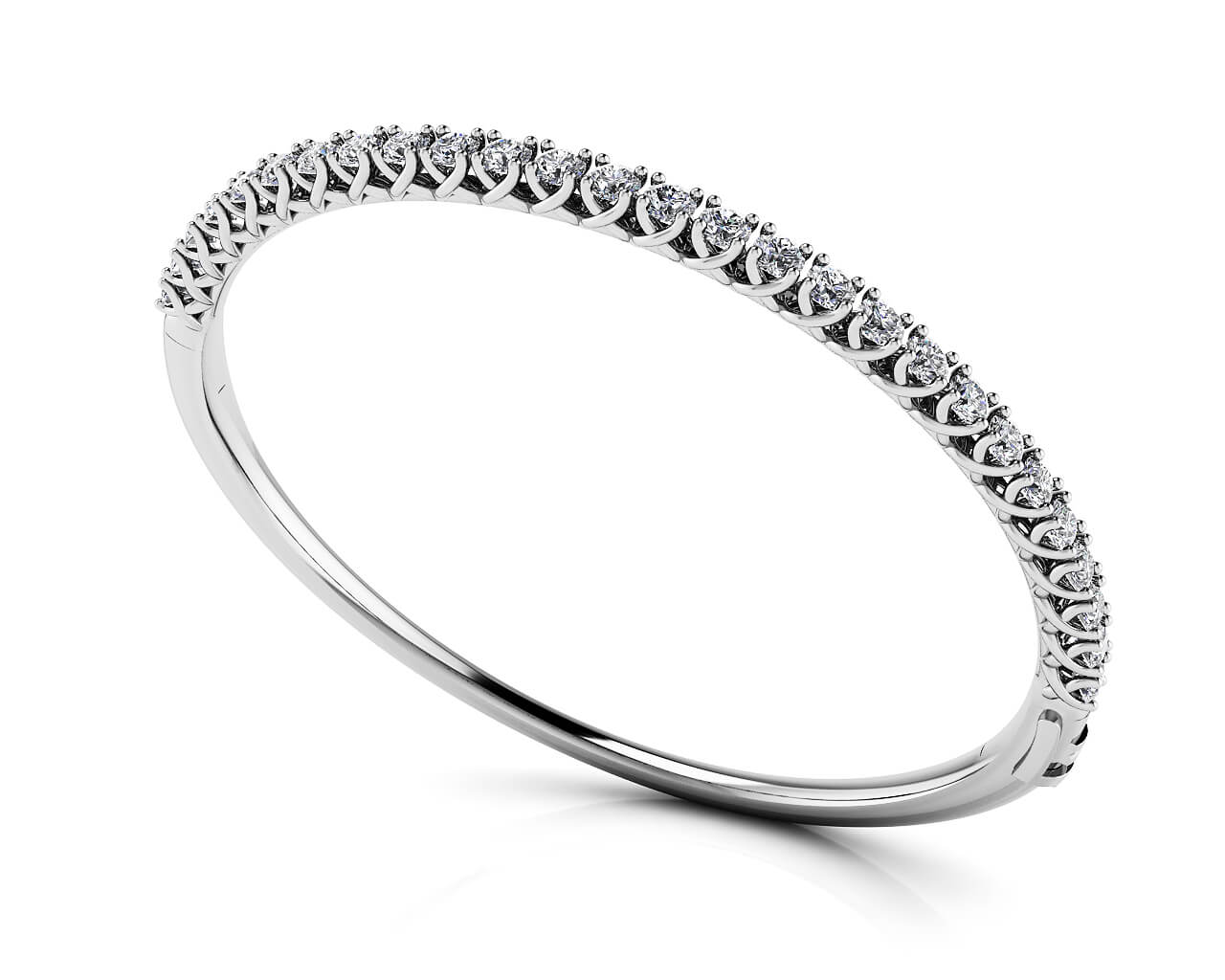 Soft Twist Four Prong Lab-Grown Diamond Bangle with 1.74 ct.(finished) 2.5mm