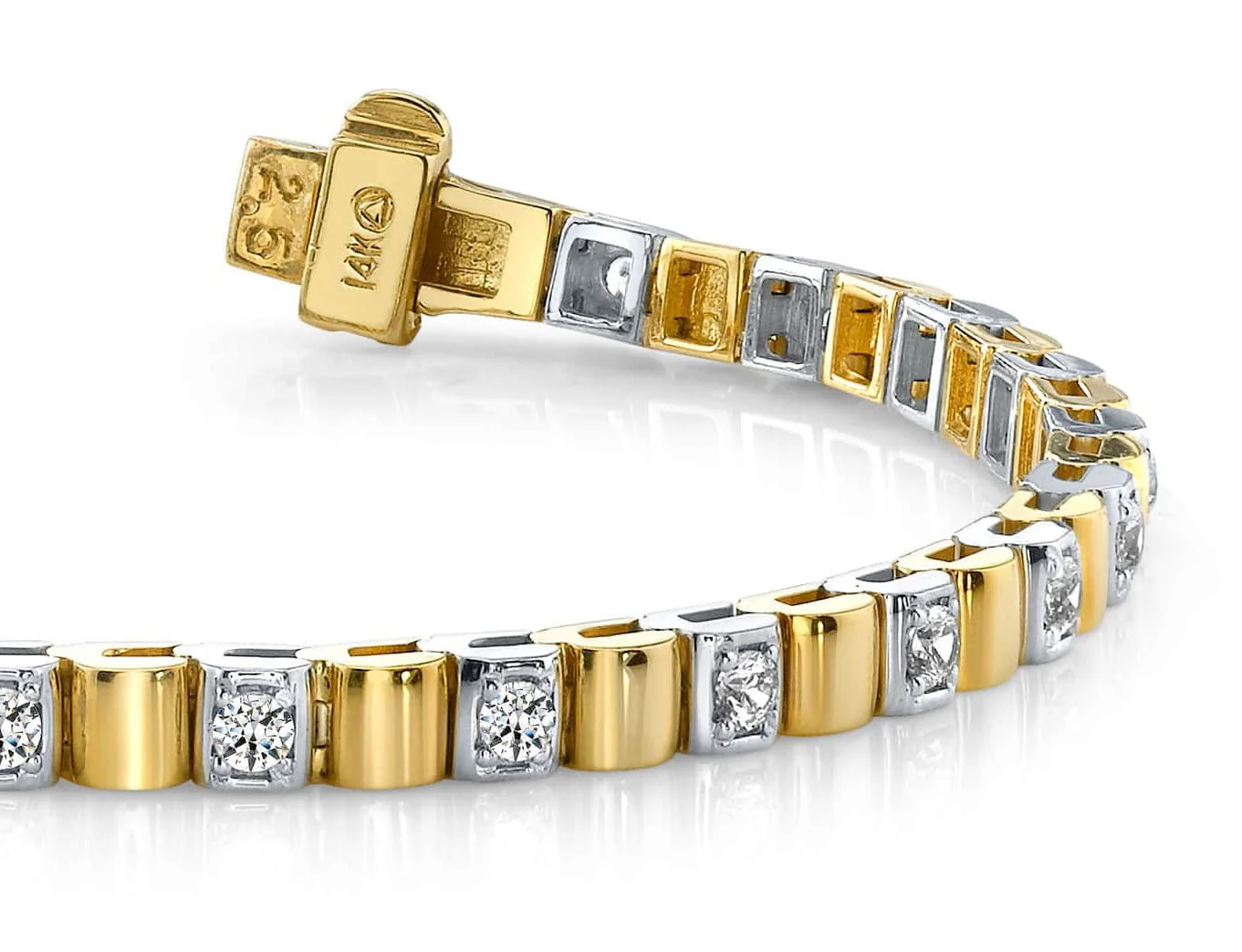 Solid Box Link Diamond Bracelet with 0.80 ct.(finished) 2mm - Image 2