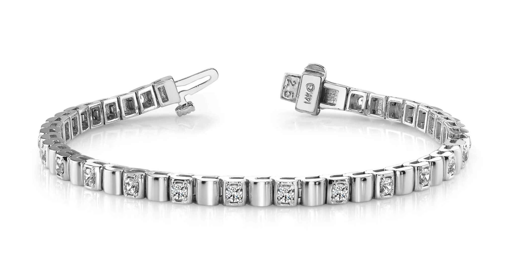 Solid Box Link Diamond Bracelet with 1.50 ct.(finished) 2.5mm - Image 4