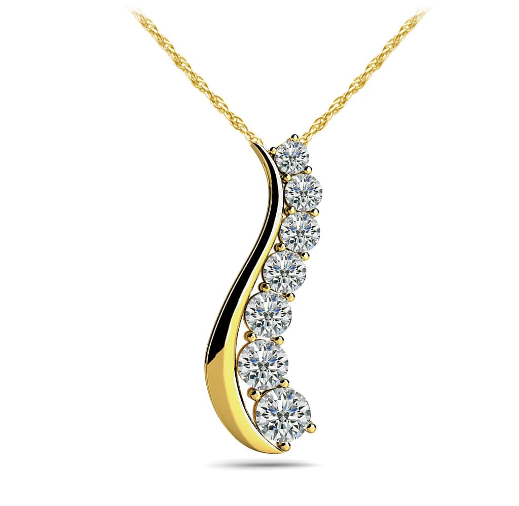 Solid Curve Diamond Journey Necklace Lab-Grown Diamond with 0.23 ct.(finished) - Image 2