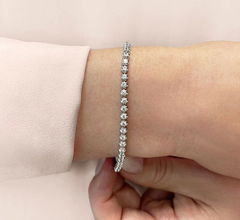 Solid Nugget Diamond Tennis Bracelet with 2.04 ct.(finished) 2.2mm - Image 4