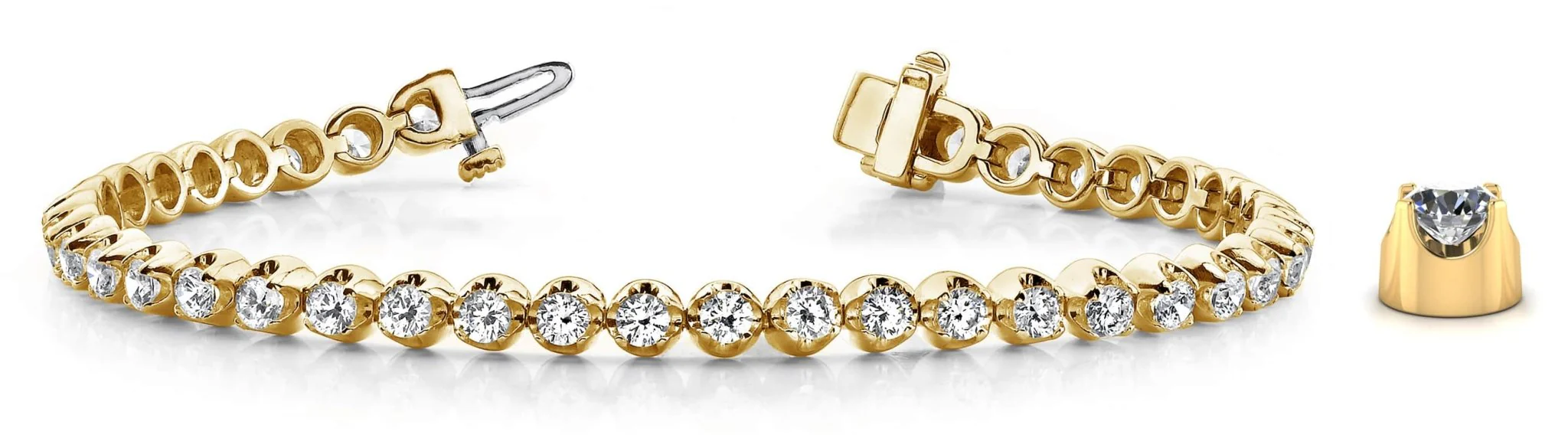 Solid Nugget Diamond  Tennis Bracelet with 5.92 ct.(finished) 3.5mm - Image 6