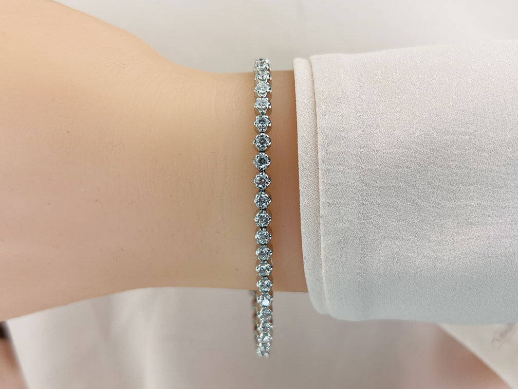 Solid Nugget Diamond Tennis Bracelet with 8.25 ct.(finished) 4mm - Image 3