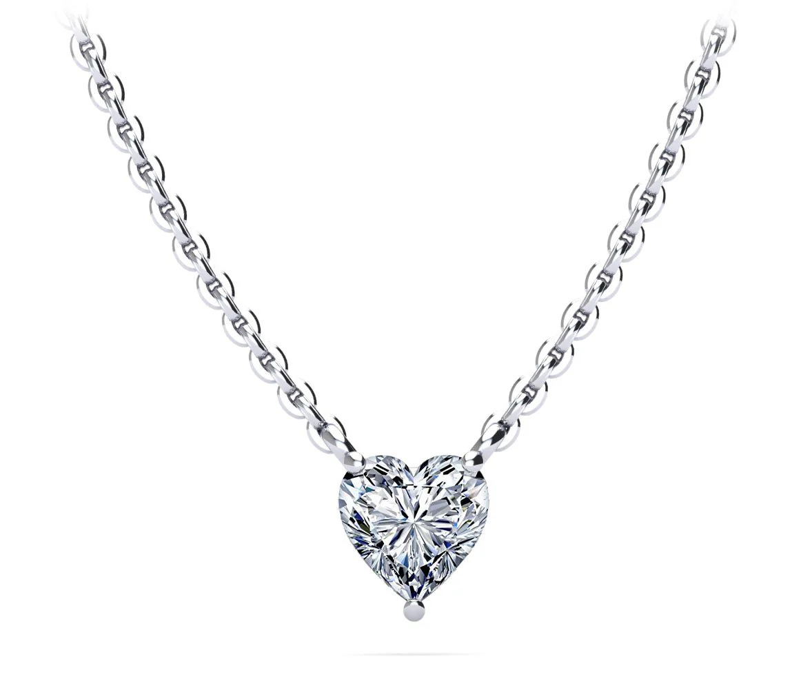 Solitaire Heart Diamond Pendant with 2.00 ct.(finished) 8mm
