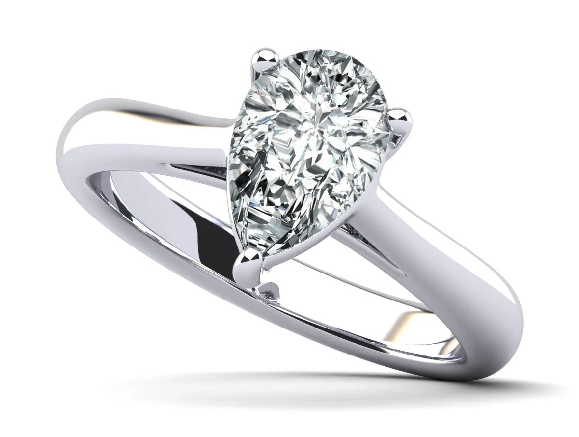 Solitaire Pear Shape Diamond Engagement Ring with 2.00 ct.(finished) 10.5x7mm