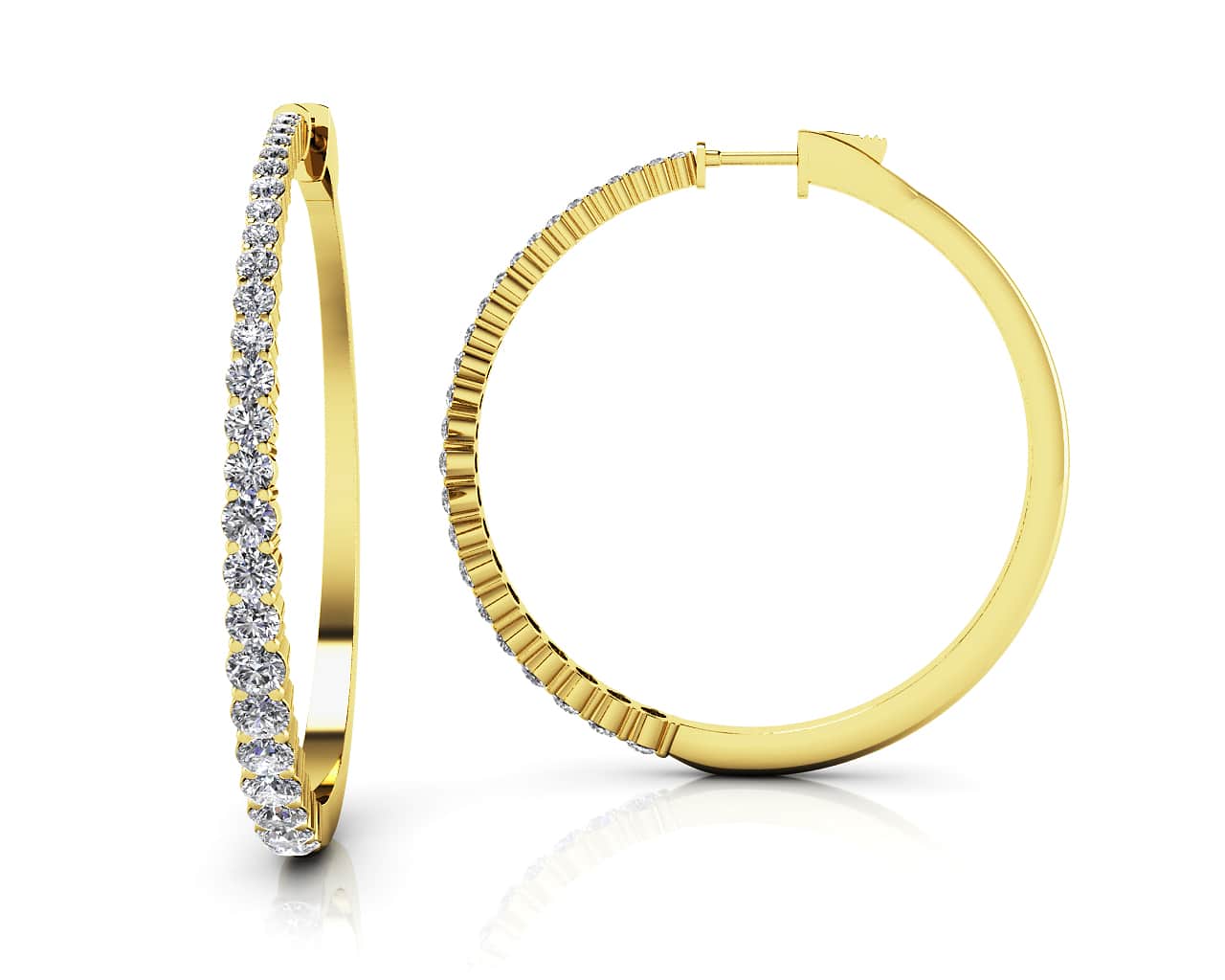 Sophisticated Tapered Lab-Grown Diamond Hoop Earrings with 3.37 ct.(finished) - Image 2