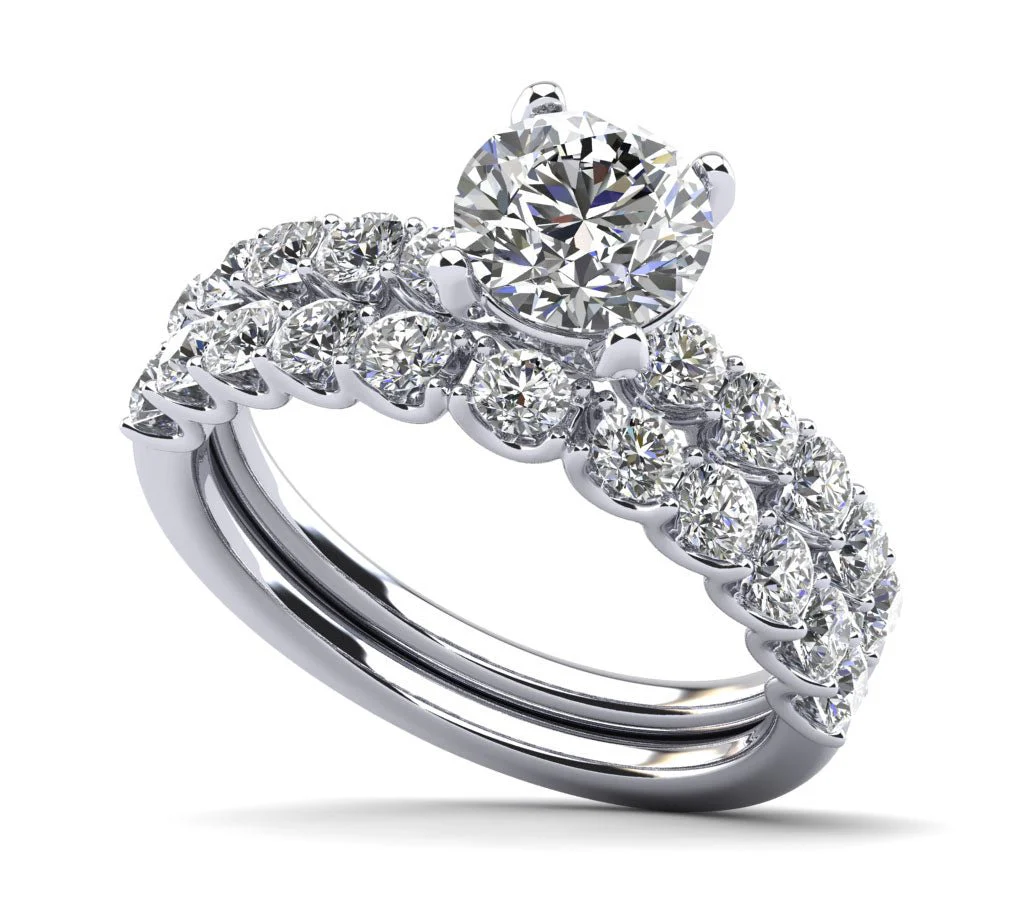 Sparkle Brilliant Round Lab-Grown Diamond Bridal Set with 2.84 ct. (1.50 ct. center diamond)