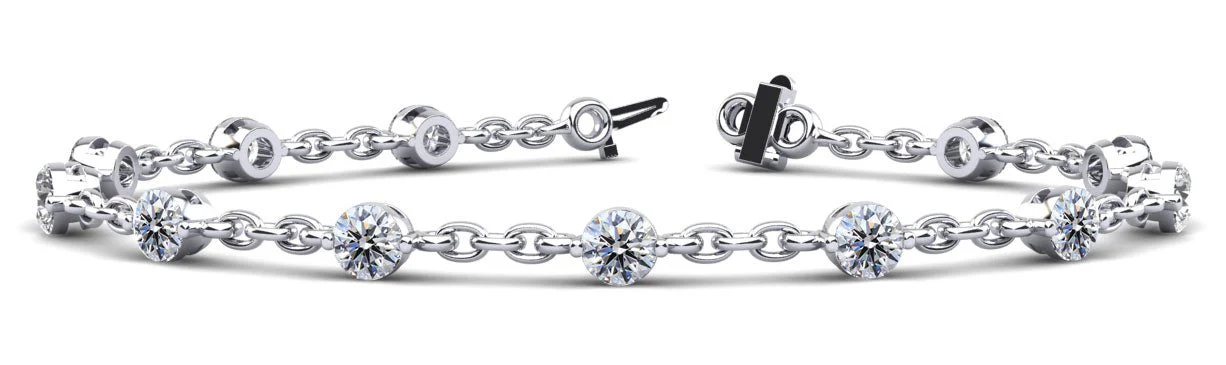 Sparkling Diamond And Chain Link Diamond Bracelet with 3.00 ct.(finished) 4mm - Image 4