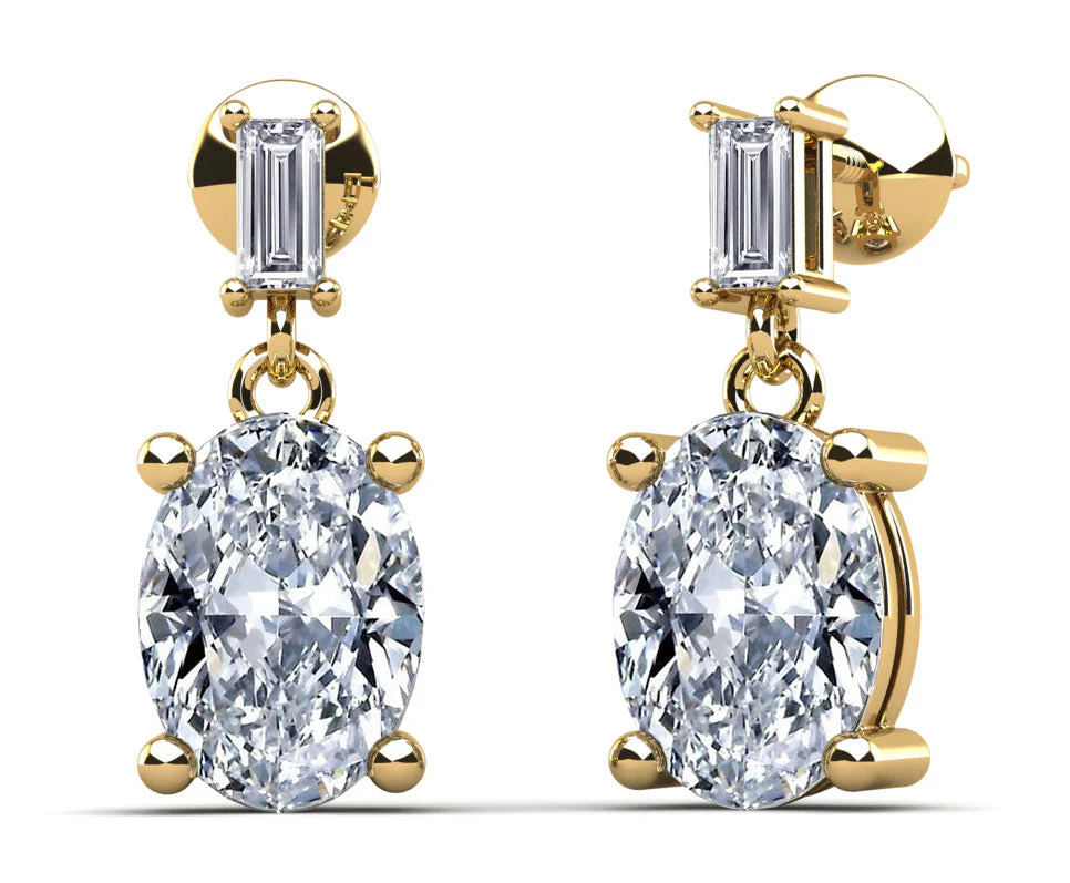 Splendid Oval Cut Diamond Drop Diamond Earrings with 2.12 ct.(finished) 3x1.5mm, 7x5mm - Image 2
