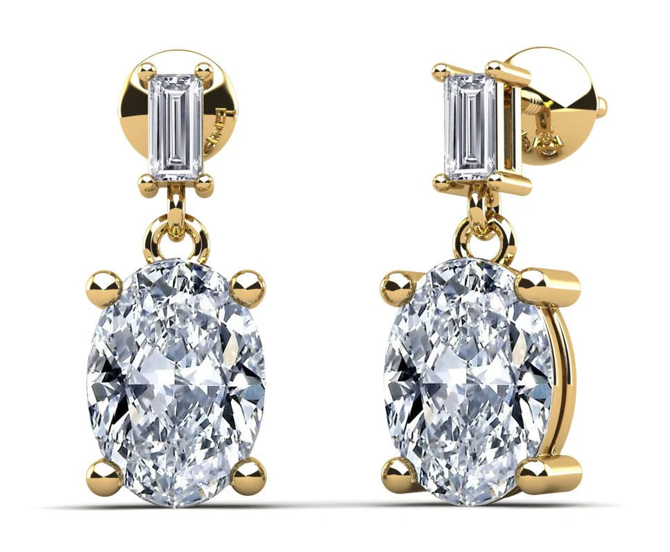 Splendid Oval Cut Diamond Drop Lab-Grown Diamond Earrings with 1.32 ct.(finished) 3x1.5mm, 6x4mm - Image 2