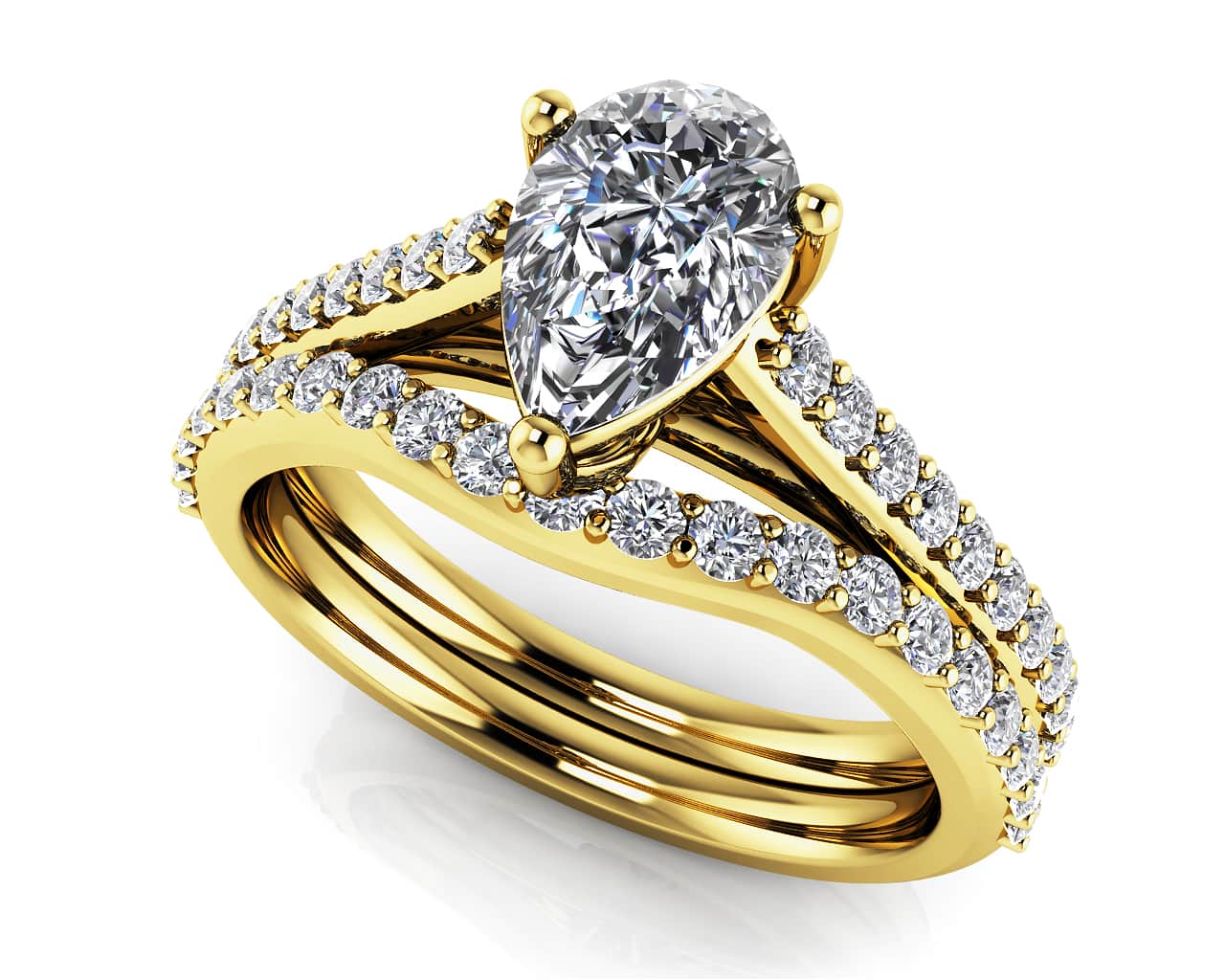 Splendid Pear Shape Lab-Grown Diamond Bridal Set with 1.28 ct. (0.75 ct. center diamond) - Image 2