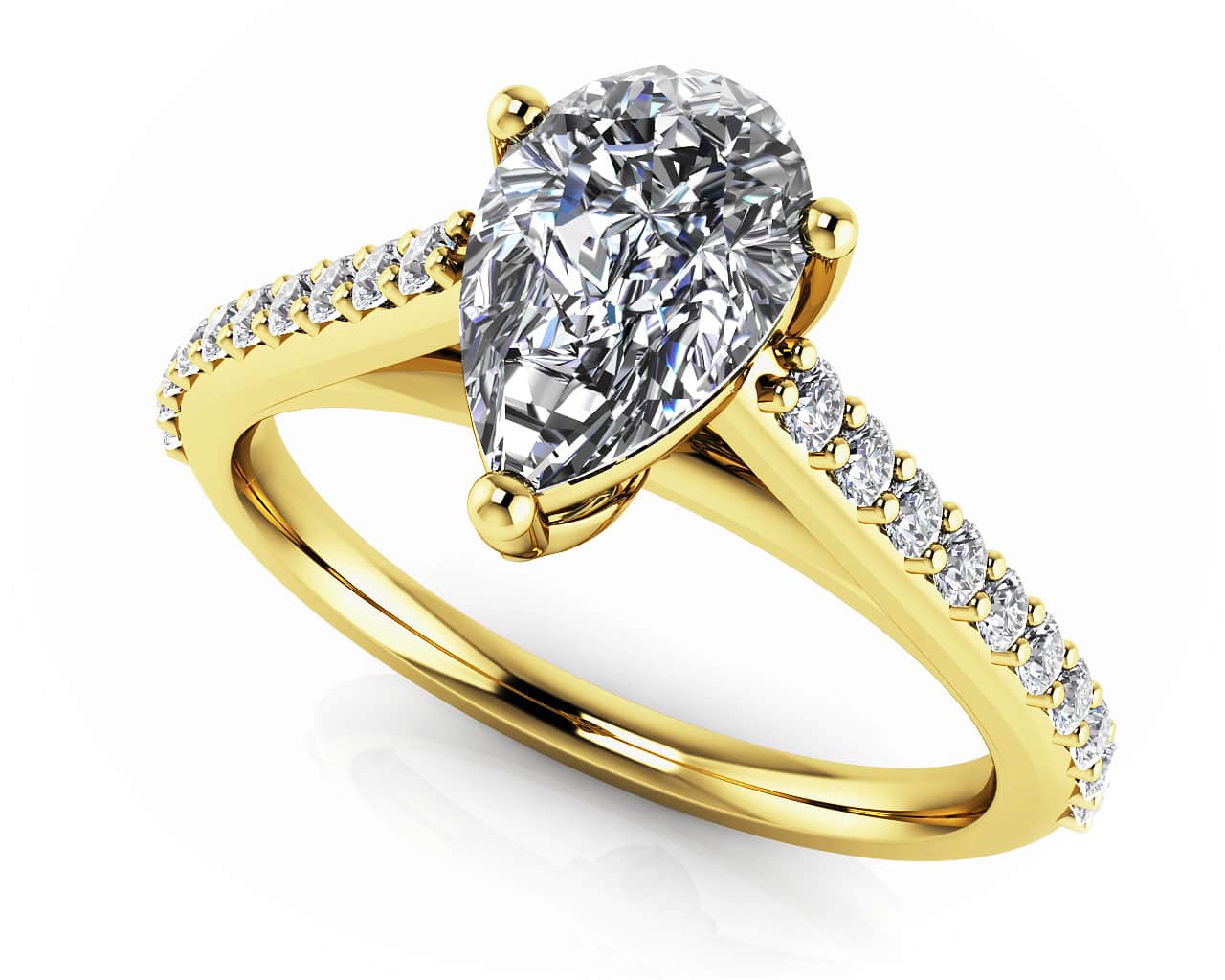 Splendid Pear Shaped Diamond Engagement Ring with 1.23 ct. (1.00 ct. center diamond) - Image 2