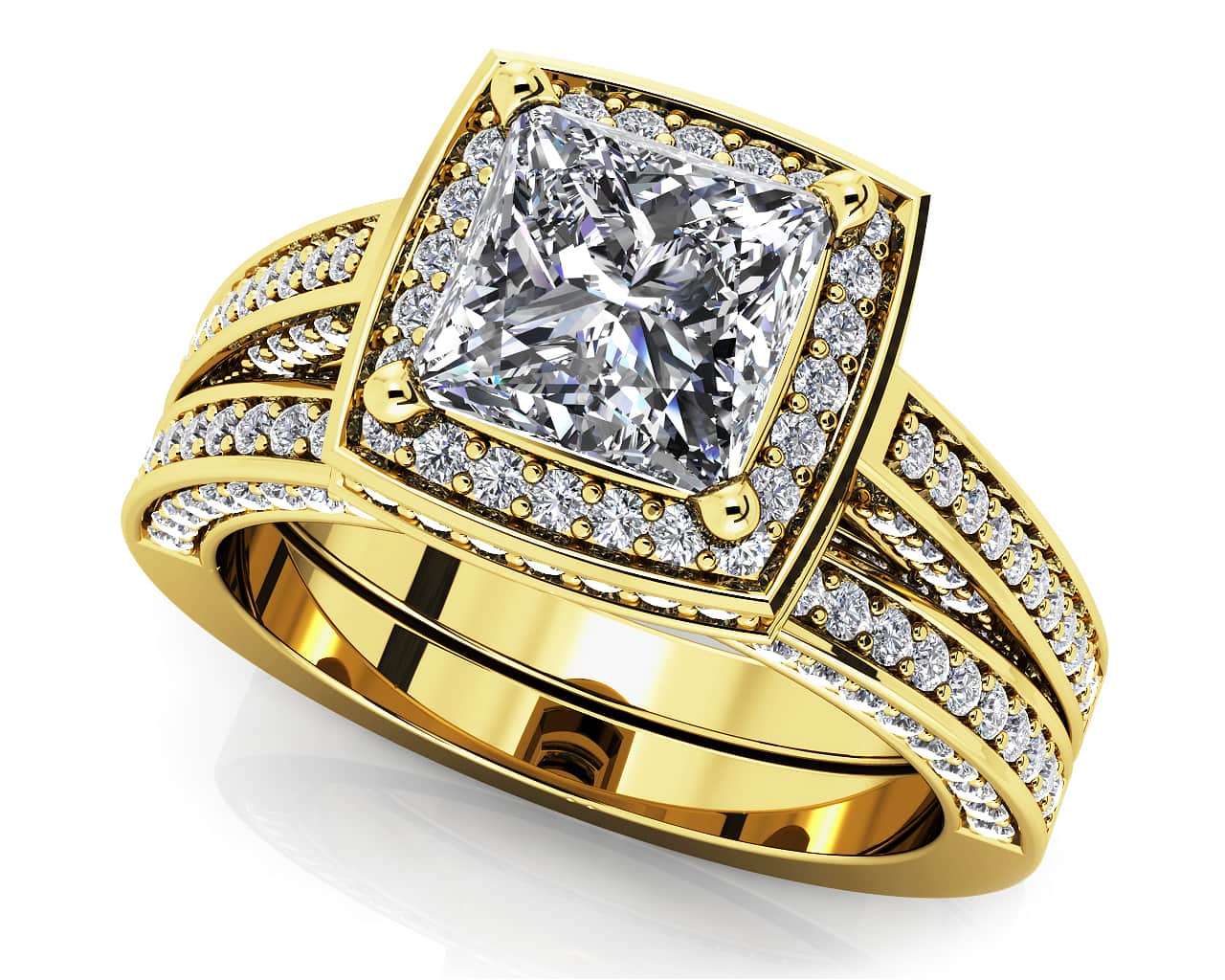 Splendid Princess Cut Lab-Grown Diamond Bridal Set with 2.06 ct. (1.00 ct. center diamond) - Image 2