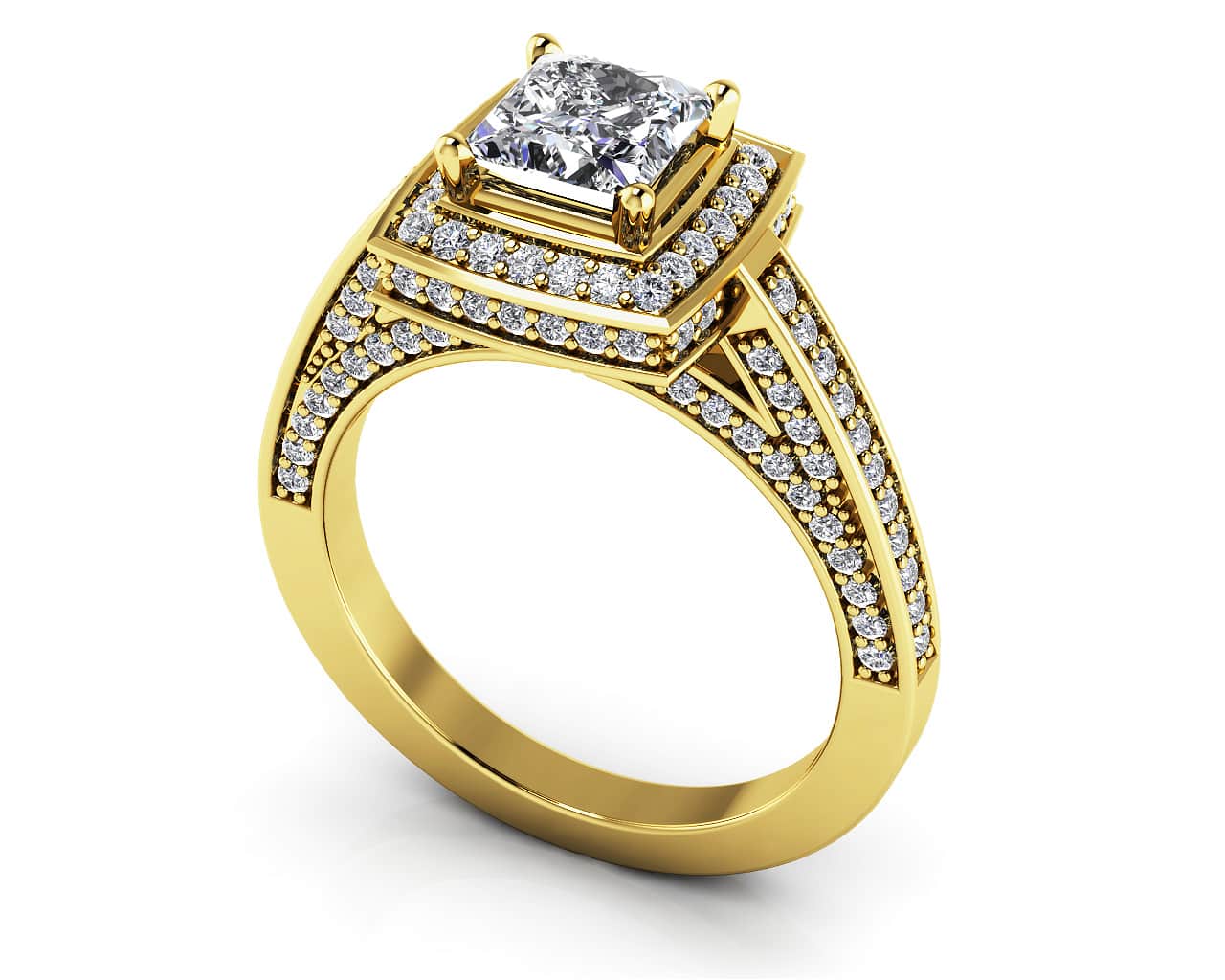Splendid Princess Cut Diamond Engagement Ring with 1.94 ct. (1.25 ct. center diamond) - Image 2
